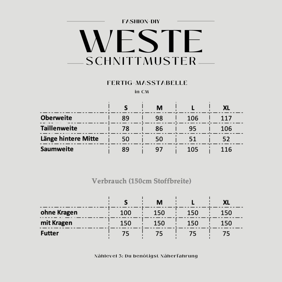 E-Book und Schnittmuster | Weste Gr. S-XL - Sewando