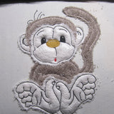 Stickdatei - Doodle-Applikation "Affenbaby" mit Accessoires