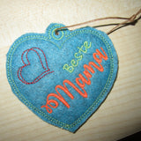 Stickdatei - Set "Beste Mama" (Schokoladenhüllen in div. Größen, Anhänger, Gutschein-Etui etc.)