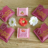 Stickdatei - Set "Beste Mama" (Schokoladenhüllen in div. Größen, Anhänger, Gutschein-Etui etc.)