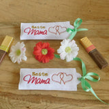 Stickdatei - Set "Beste Mama" (Schokoladenhüllen in div. Größen, Anhänger, Gutschein-Etui etc.)