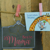 Stickdatei - Set "Beste Mama" (Schokoladenhüllen in div. Größen, Anhänger, Gutschein-Etui etc.)