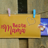 Stickdatei - Set "Beste Mama" (Schokoladenhüllen in div. Größen, Anhänger, Gutschein-Etui etc.)