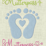 Stickdatei Mutterpass Set 620c Babyfüsse Herz Herzschlag - Sewando