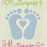 Stickdatei Mutterpass Set 620c Babyfüsse Herz Herzschlag - Sewando