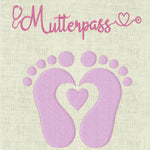 Stickdatei Mutterpass Set 620c Babyfüsse Herz Herzschlag - Sewando