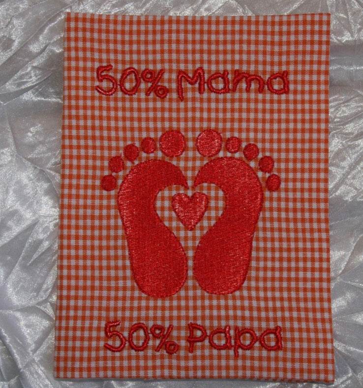 Stickdatei Mutterpass Set 620c Babyfüsse Herz Herzschlag - Sewando