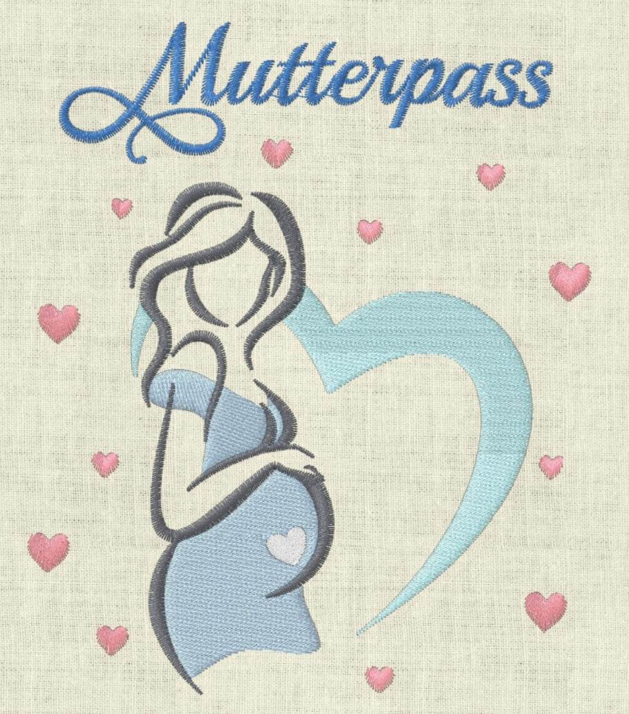 Stickdatei Stickmuster Mutterpass Baby Herz Schwanger Set 365/4 - Sewando