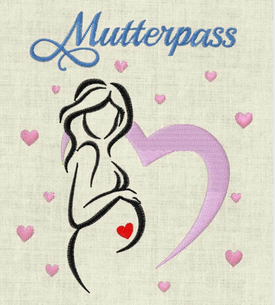 Stickdatei Stickmuster Mutterpass Baby Herz Schwanger Set 365/4 - Sewando