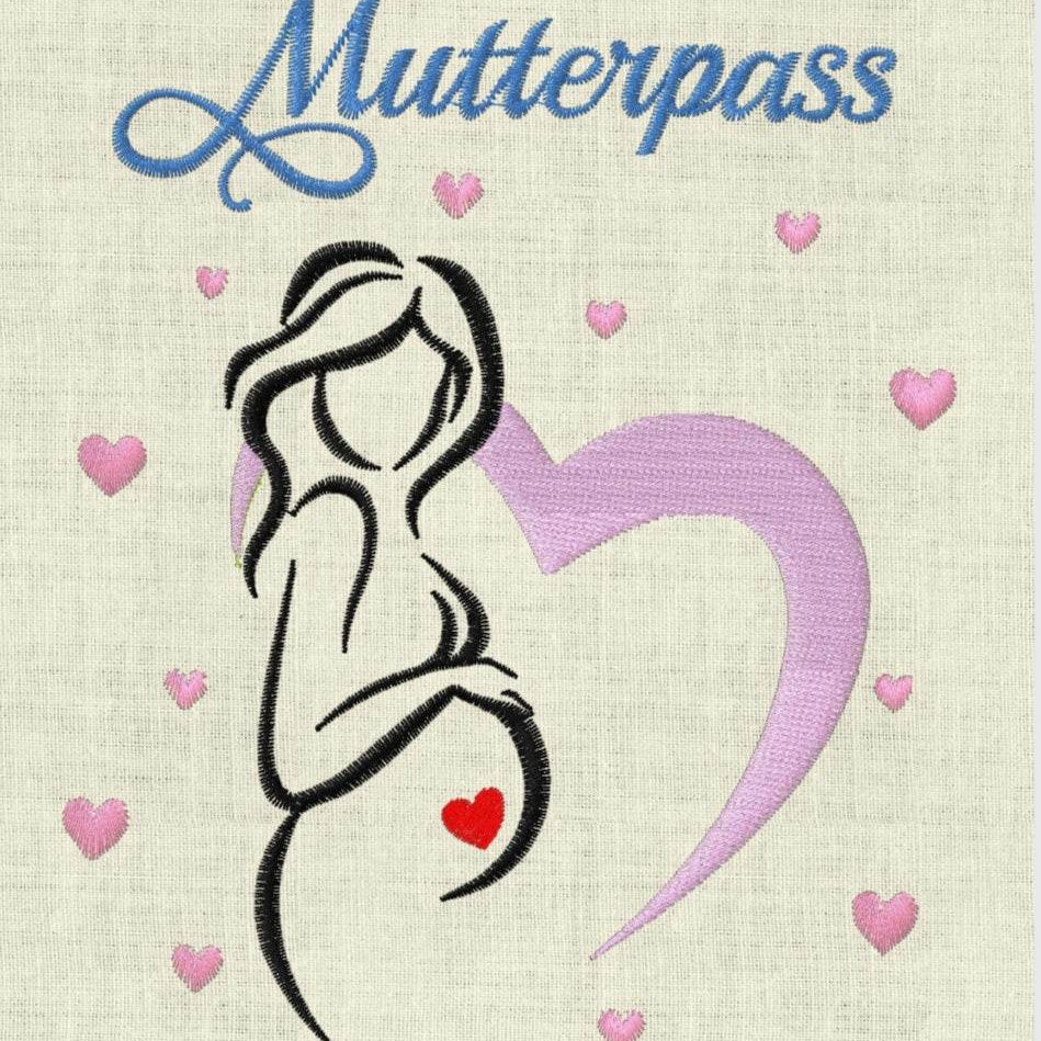Stickdatei Stickmuster Mutterpass Baby Herz Schwanger Set 365/4 - Sewando