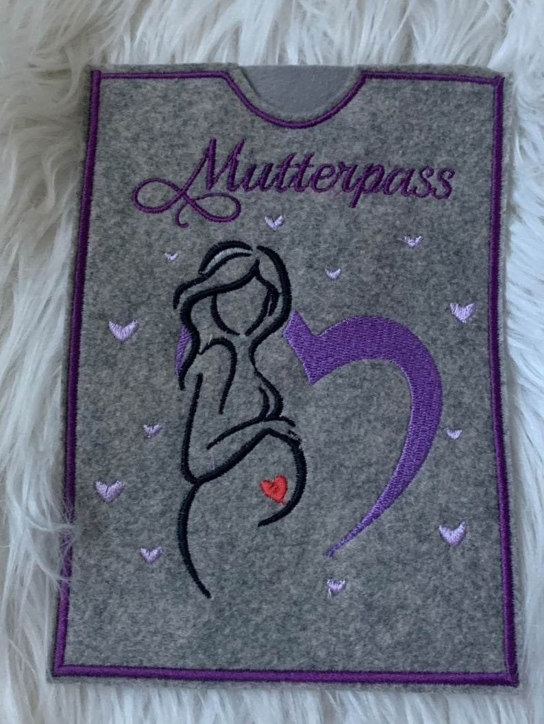 Stickdatei Stickmuster Mutterpass Baby Herz Schwanger Set 365/4 - Sewando
