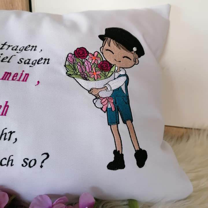Junge Stickdatei – mit einem Blumenstrauß voller Liebe für deine Stickmaschine - Sewando