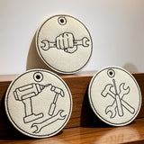 Stickdatei Werkzeug Mug Rug Schlüsselanhänger Set 2680 Vatertag