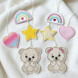 Stickdatei Mobile Set mit Teddy, Regenbogen, Herz und Stern  – In the Hoop Set 26116