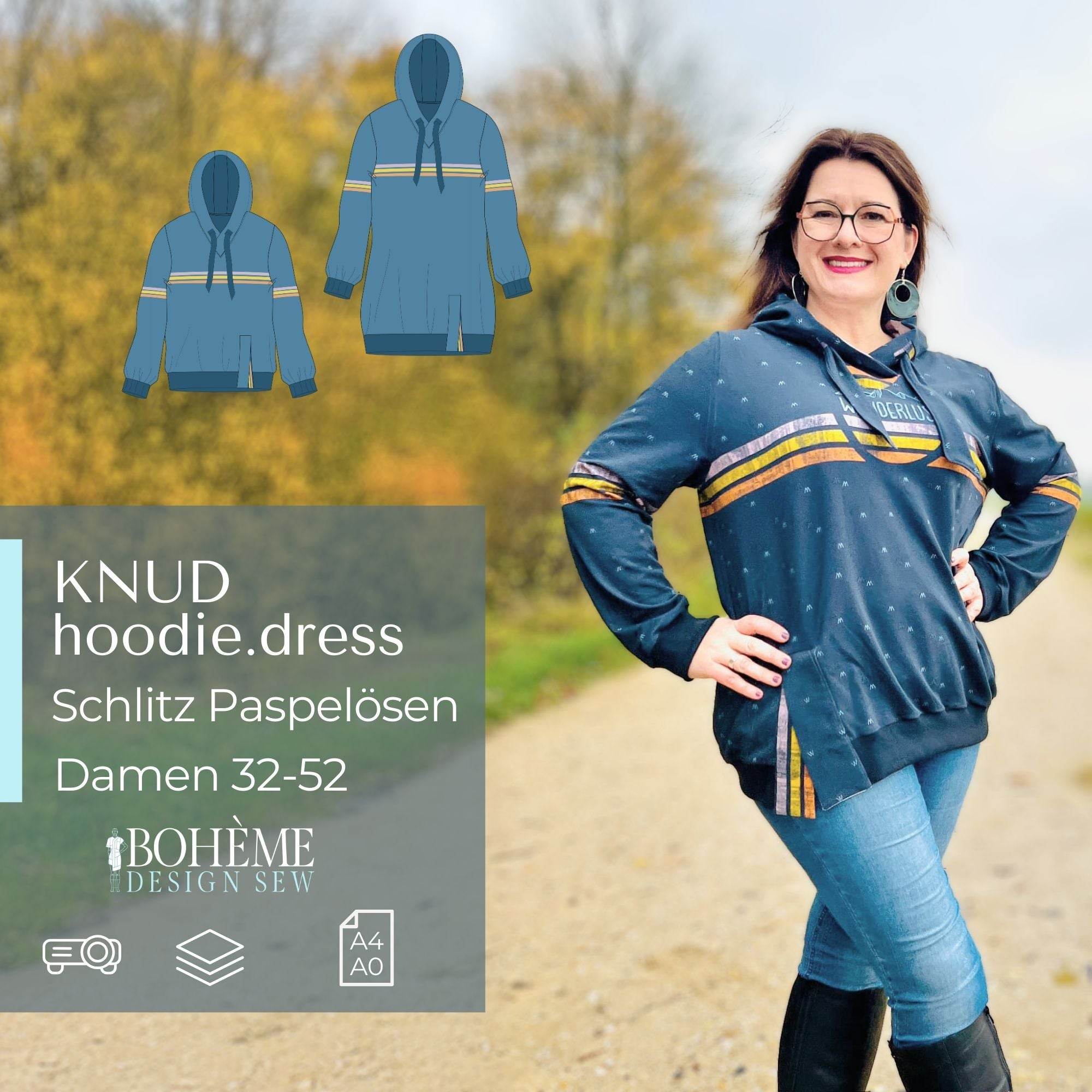 KNUD.hoodiekleid | Damen | 32-52 | Schnitt : - Sewando