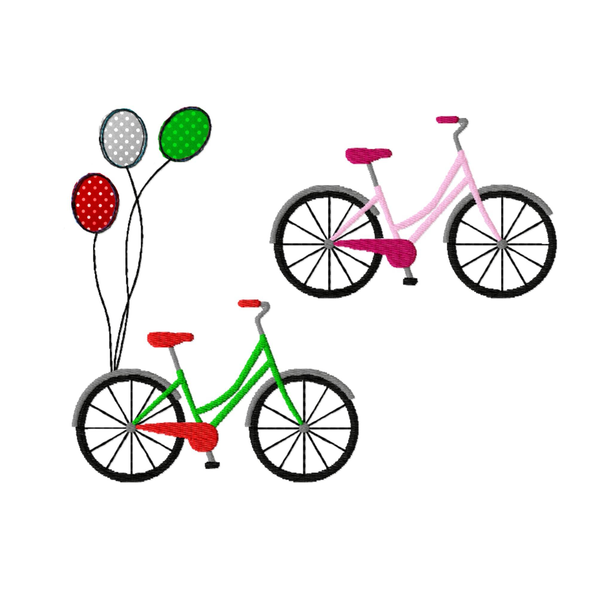 Stickdatei Fahrrad mit Ballon und solo, Doodle - Sewando