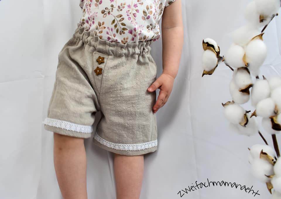 Schnittmuster Emmas Sommershorts Größe 50/56 – 134/140 : - Sewando