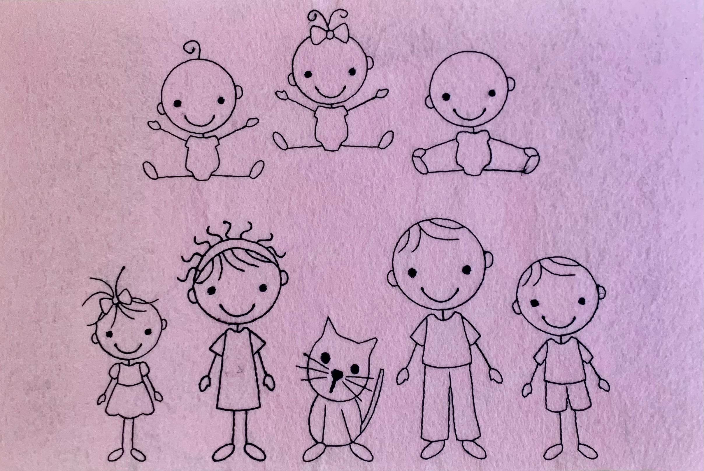 Stickdatei Strichmännchen Familie Set 196 - Sewando