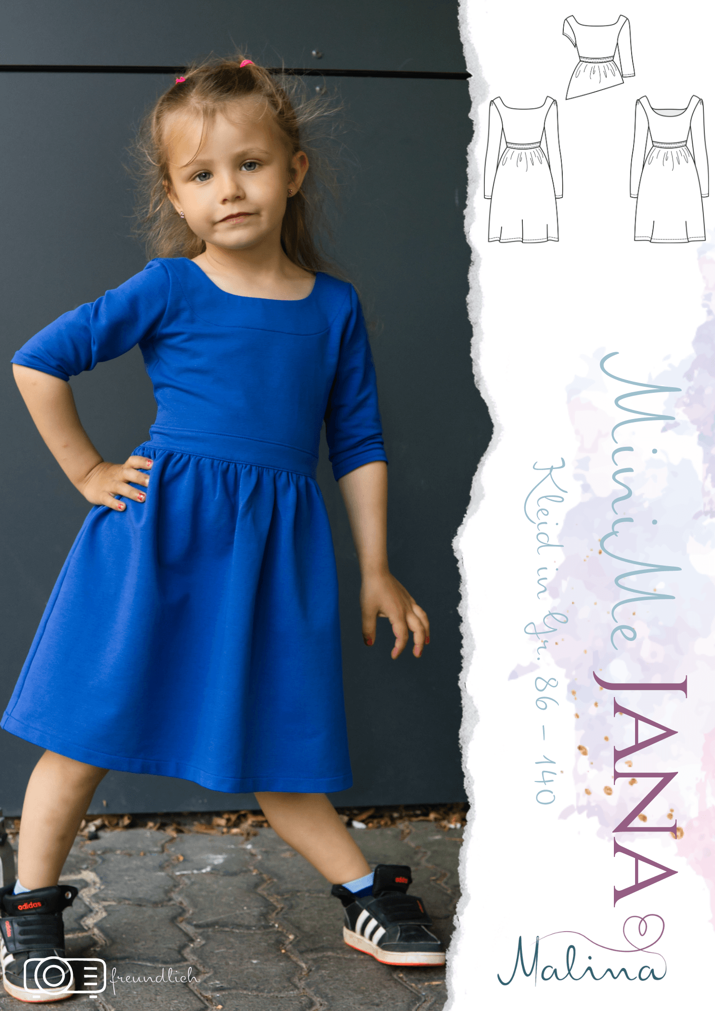 Schnittmuster Kleid Jana MiniMe Gr. 86-140 - Sewando