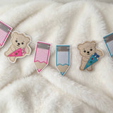 Stickdatei Teddy mit Schultüte und Bunstift, Wimpel Winpelkette Set 26109