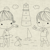Stickdatei Maritim Junge und Mädchen mit Leuchtturm Set 916 - Sewando