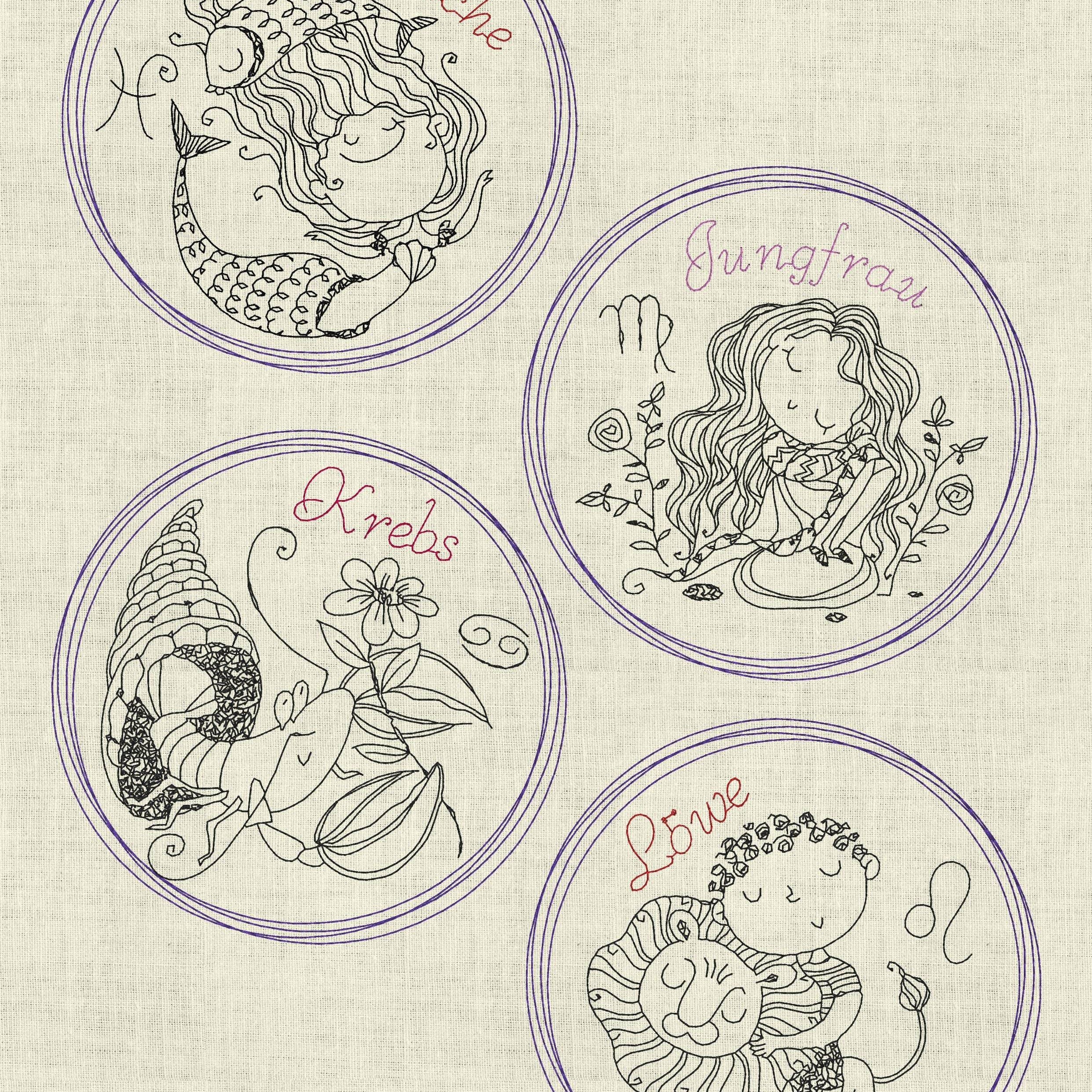 Stickdatei Sternzeichen Horoskop Button Set 980 - Sewando