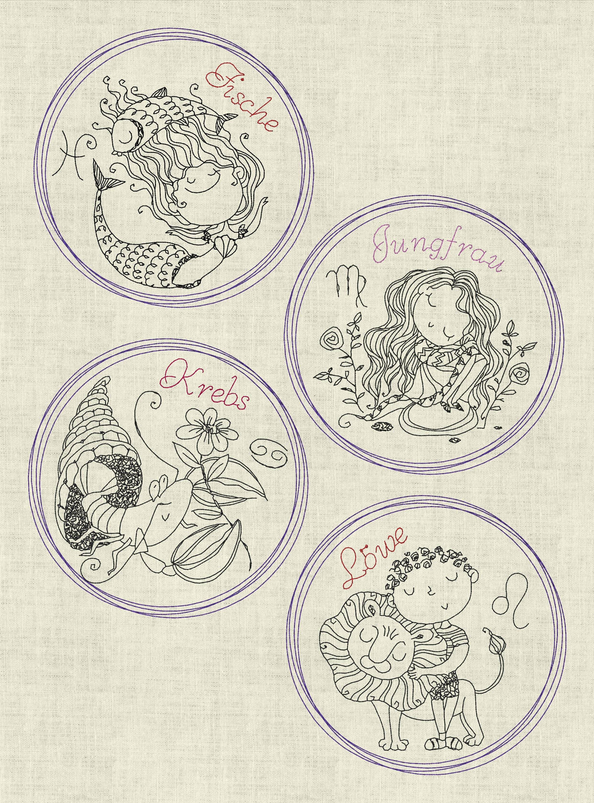 Stickdatei Sternzeichen Horoskop Button Set 980 - Sewando