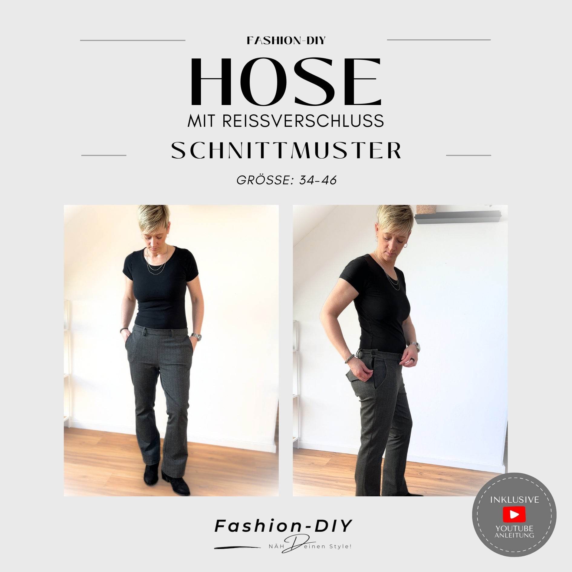 E-Book und Schnittmuster | Hose mit Reissverschluss Gr. 34-46 - Sewando