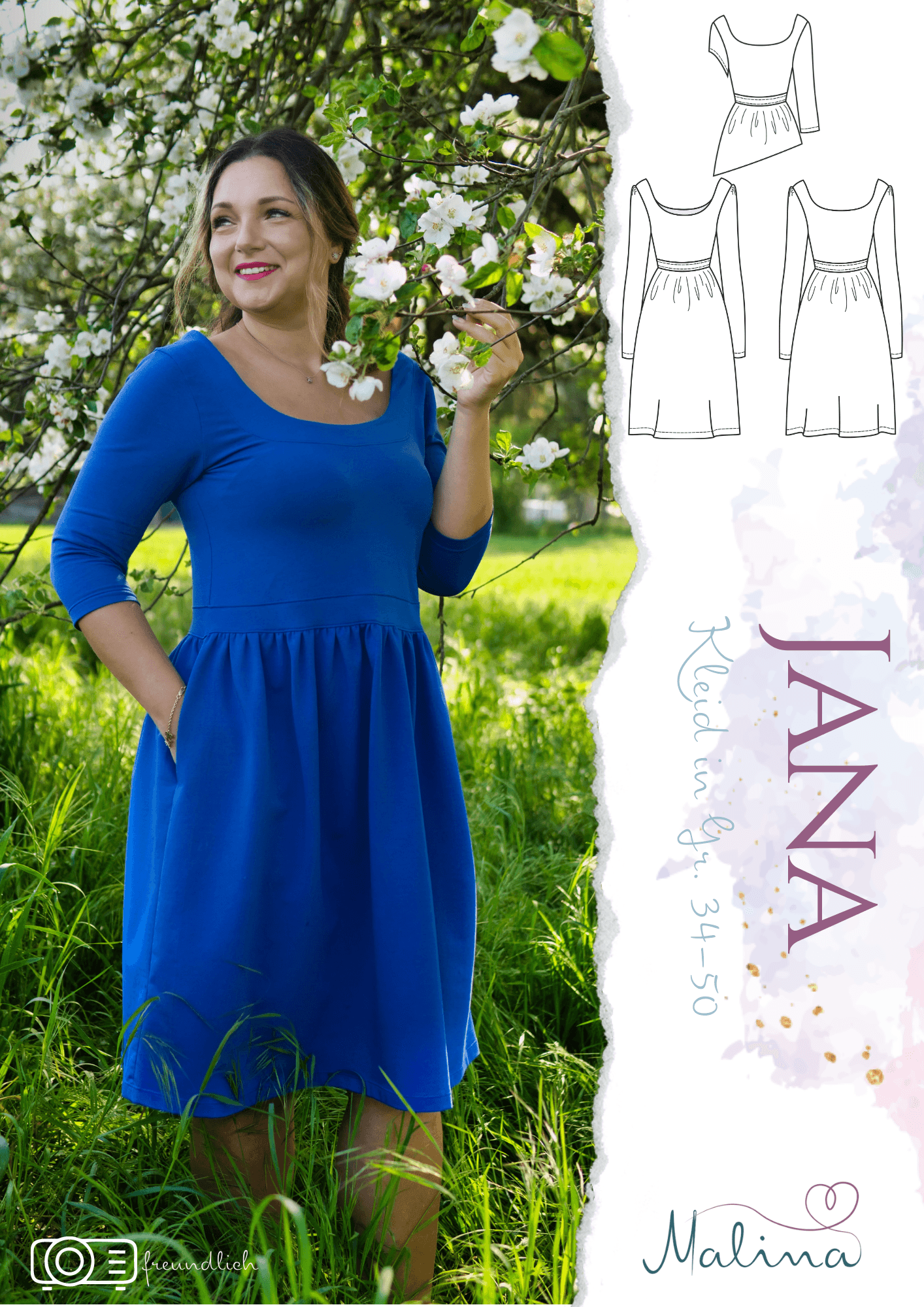 Schnittmuster Kleid Jana Gr. 34-50 - Sewando