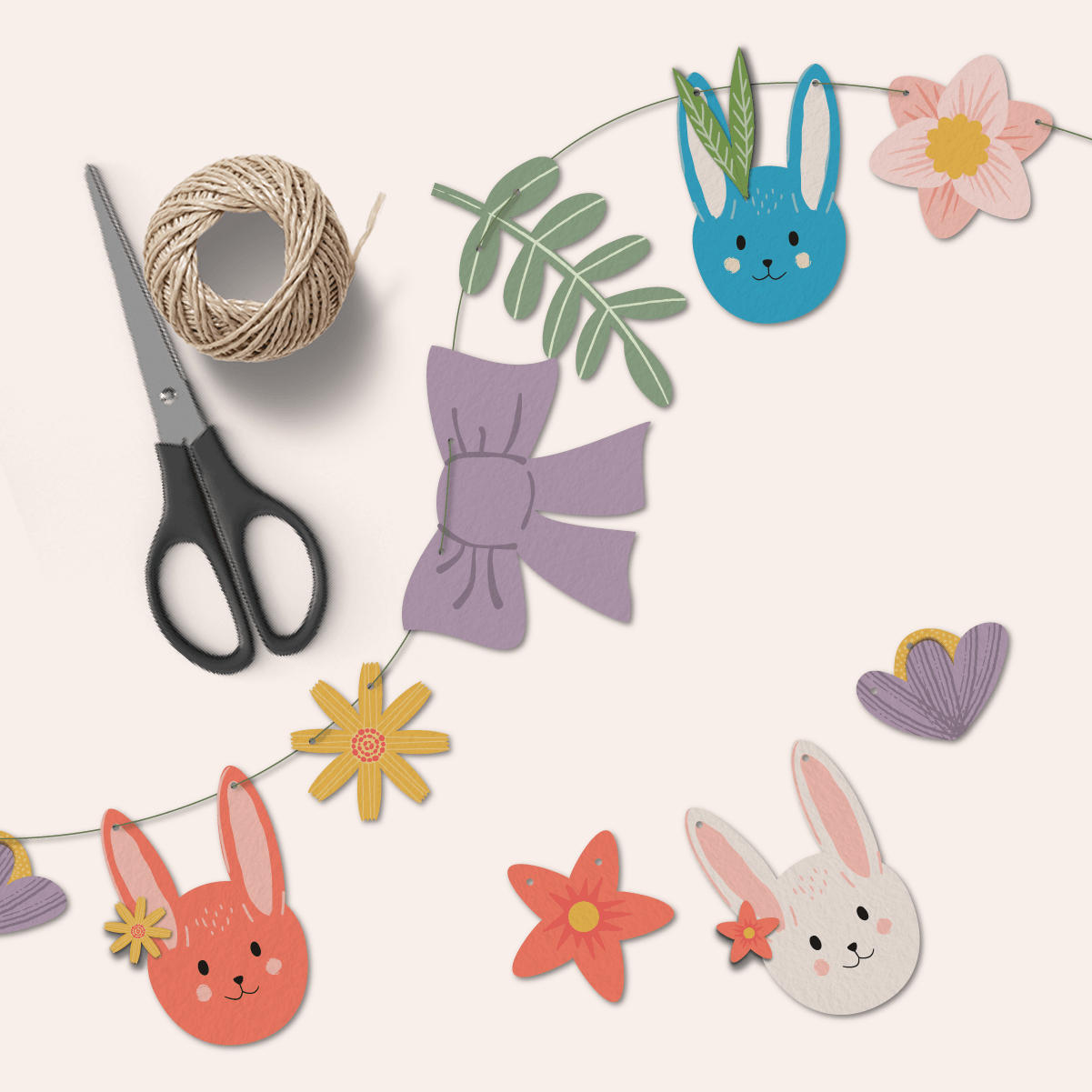 Girlande mit Ostermotiven - Osterdeko (Printable für Schere oder Plotter - Sewando