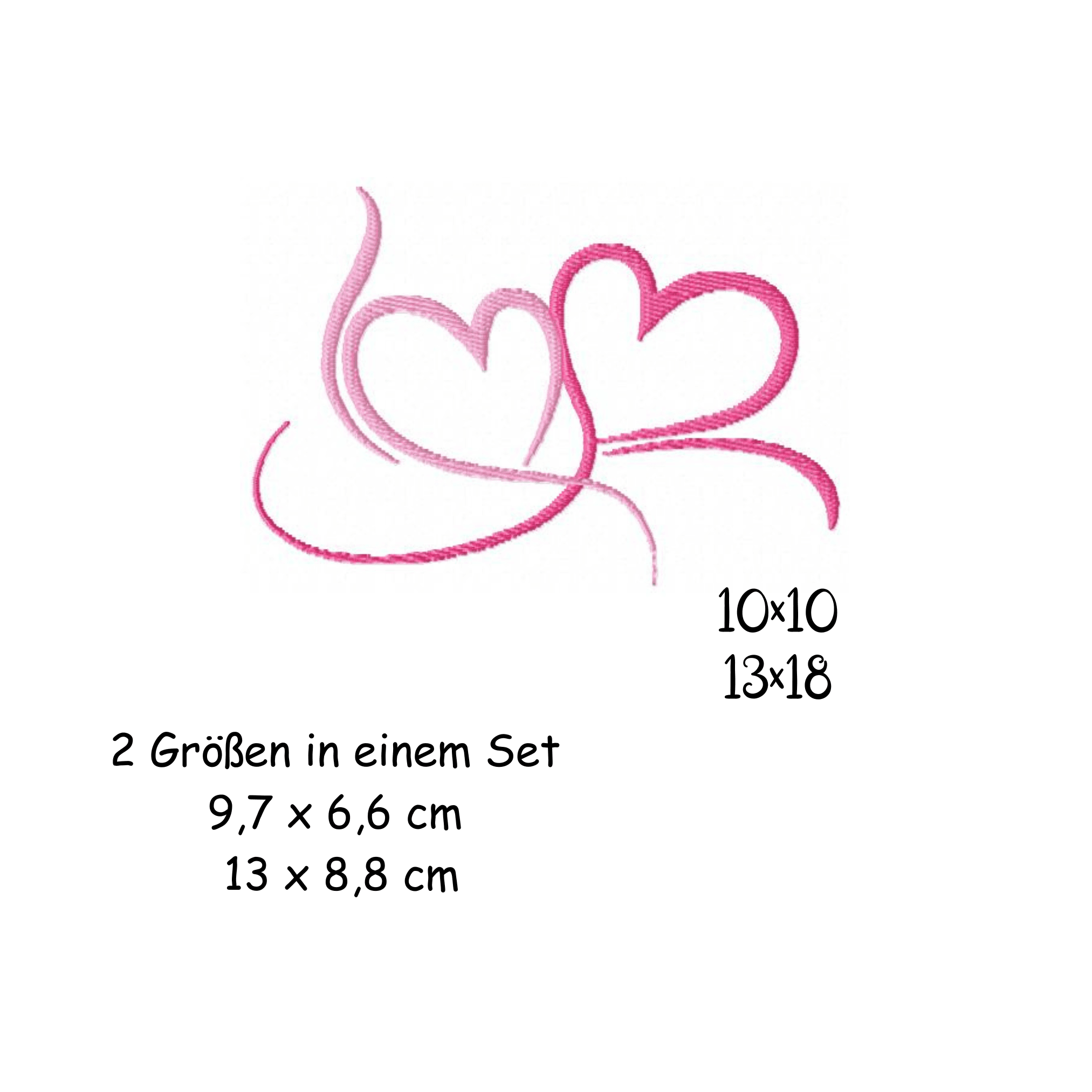 Stickdatei Herz Doppelherz 10x10 13x18 Hochzeit Liebe Valentinstag Hochzeitstag Verlobung - Sewando