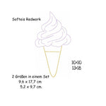 Stickdatei Softeis Redwork 10x10 13x18 Applikation Sommer sticken Sommerzeit - Sewando