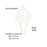 Stickdatei Softeis Redwork 10x10 13x18 Applikation Sommer sticken Sommerzeit - Sewando