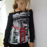 Schnittmuster Shirt "Sporty Off-Shoulder Girl" Gr. 80-164