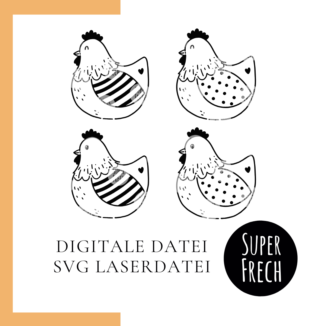 Plotterdatei - Huhn, Oster Henne, Kartendesign, Laserdatei - Sewando