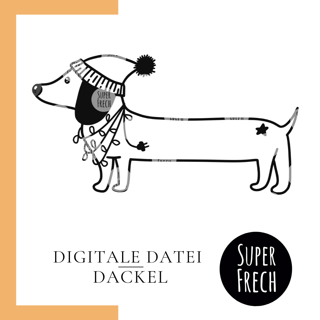 Plotterdatei - Dackel mit Mütze und Lichterkette - Sewando
