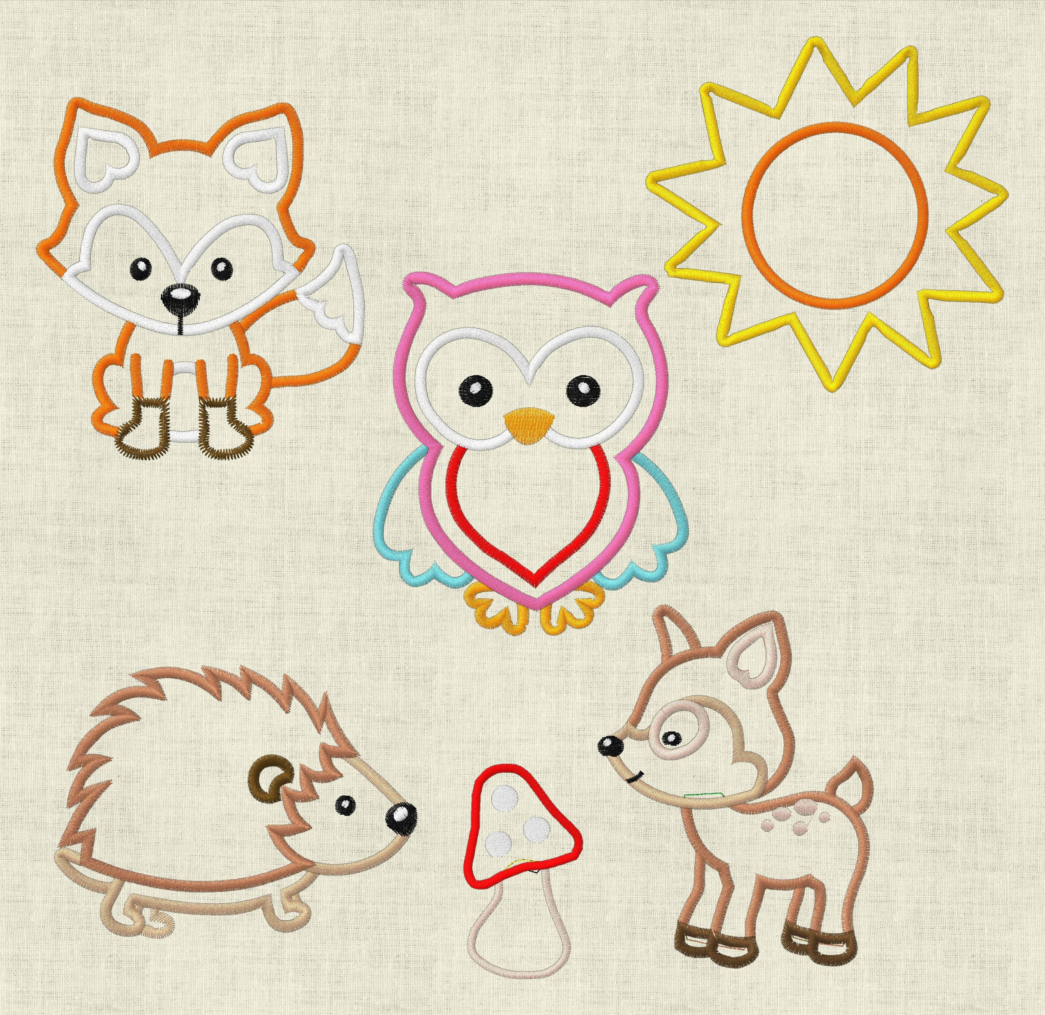 Stickdatei Waldtiere Applikation Set 204 13x18 - Sewando
