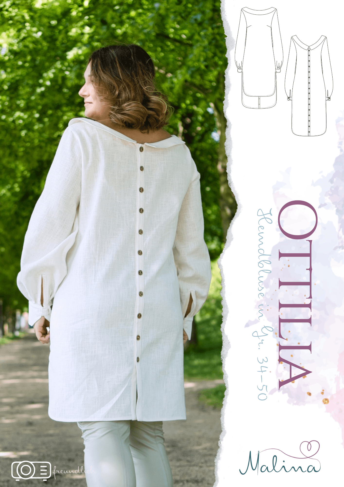Schnittmuster Hemdbluse Ottilia Gr. 34-50 - Sewando