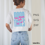 Plotterdatei „Tan Lines & Good Times“ mit sommerlichem Schriftzug und Bikini Line Art Motiv, Beach Vibes Design, SVG DXF PNG