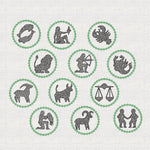 Stickdatei 12 Sternzeichen Zodiac Set 762 Doodle Rahmen Button - Sewando