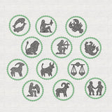 Stickdatei 12 Sternzeichen Zodiac Set 762 Doodle Rahmen Button - Sewando