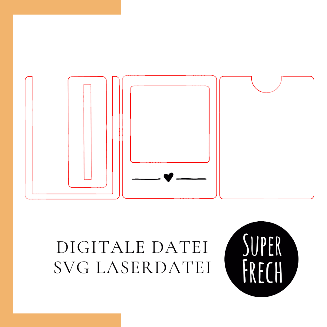 Laserdatei - Bilderrahmen Polaroid Stil mit Herz - Sewando
