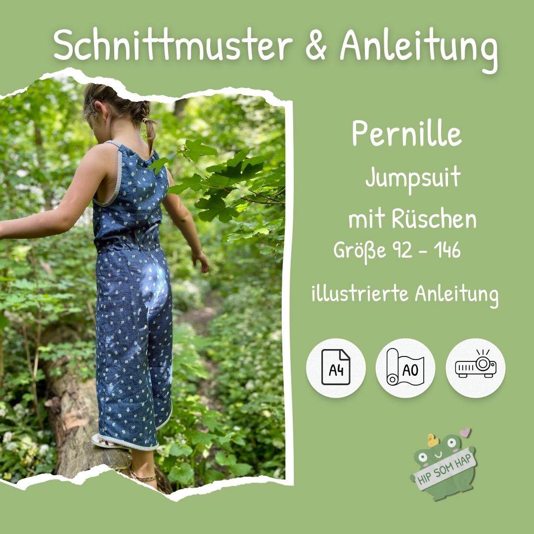 Schnittmuster Pernille – Jumpsuit für Mädchen mit & ohne Rüschen Gr. 92–146 - Sewando