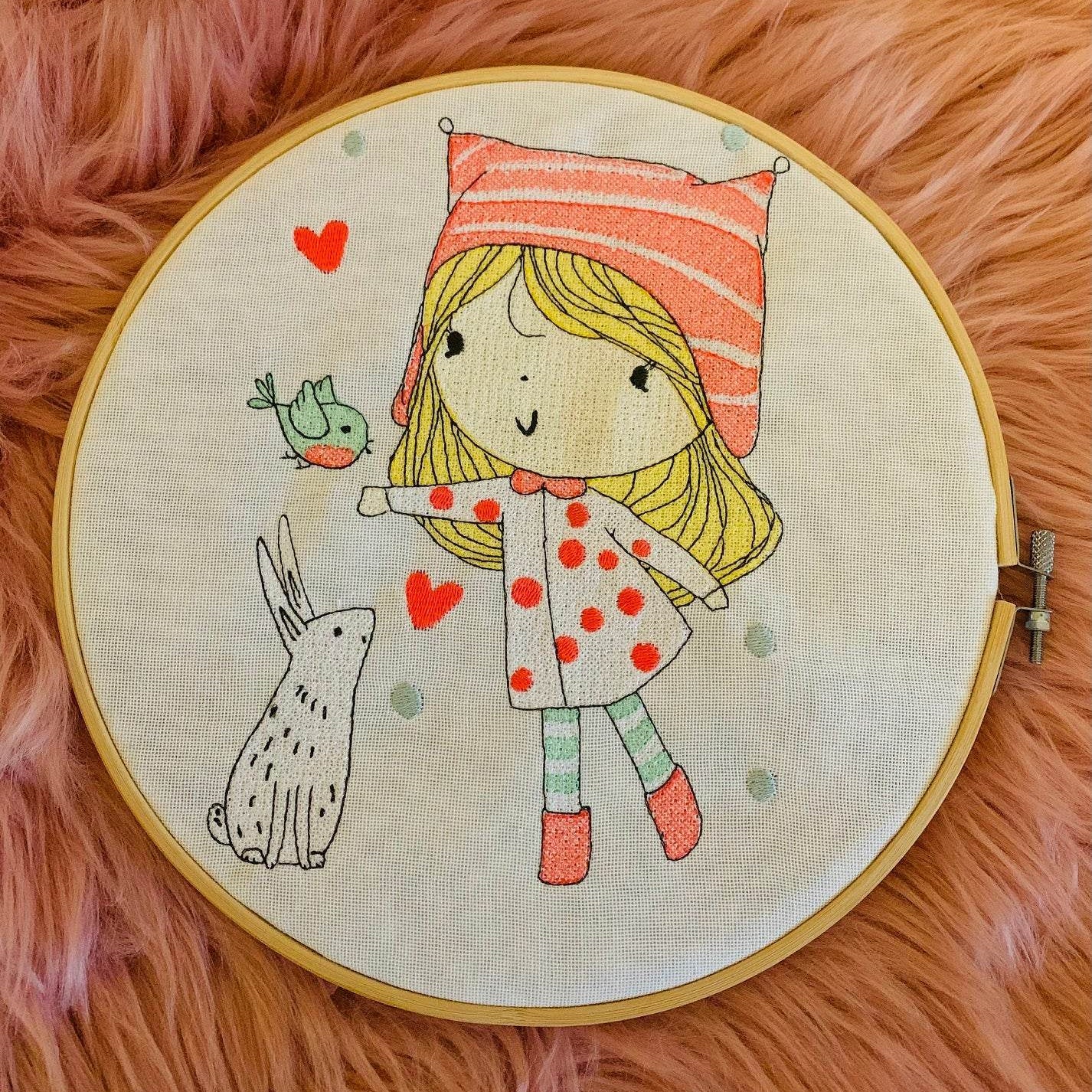 Stickdatei Winter Cute Girl mit Hase Set 985 - Sewando