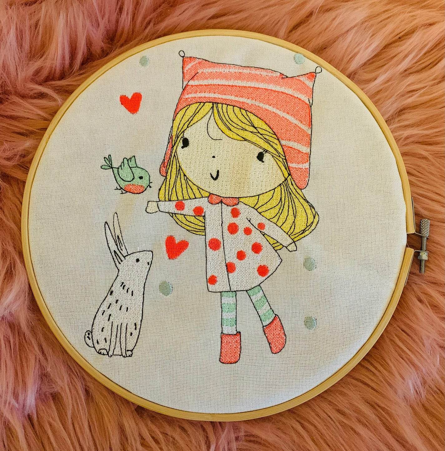 Stickdatei Winter Cute Girl mit Hase Set 985 - Sewando
