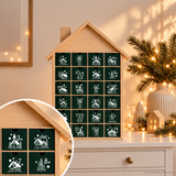 24 skandinavische Winterdorf-Häuschen als Adventskalender Plotterdatei SVG zum Selbermachen für Adventskalender aus Holz, Stoff und Papier.