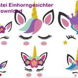 Stickdatei - Einhorn Gesichter