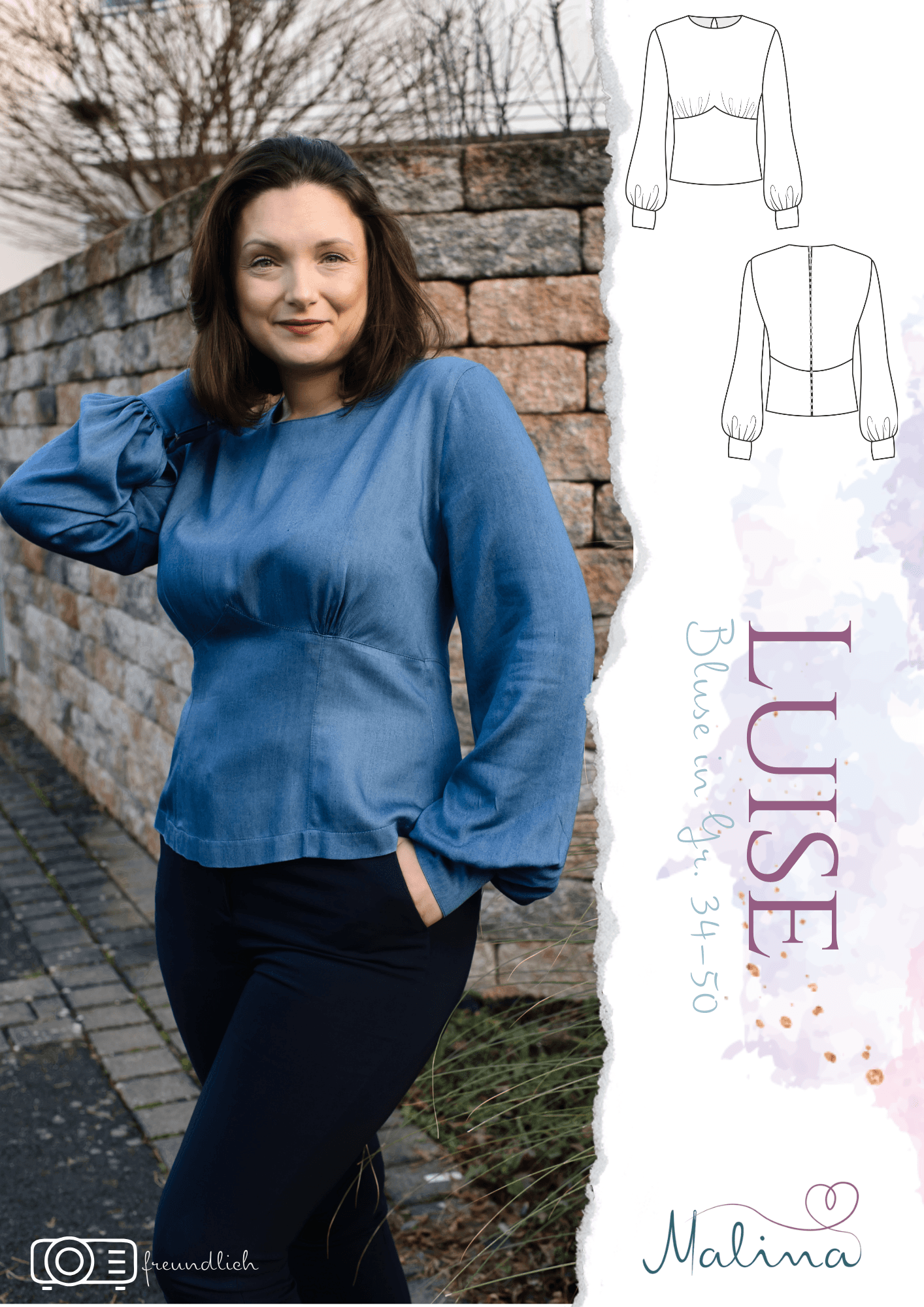 Schnittmuster Bluse Luise Gr. 34-50 - Sewando