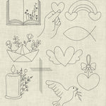 Stickdatei Taufe Kommunion Hochzeit Line Art Doodle Set 951 - Sewando