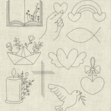 Stickdatei Taufe Kommunion Hochzeit Line Art Doodle Set 951 - Sewando